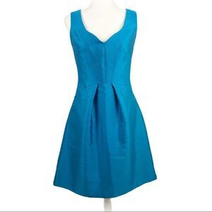 NEW Hilton Hollis Blue Mini Dress Pleated Sleeveless Cocktail Aquamarine Size 2
